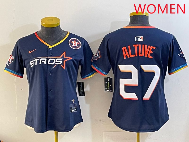 Women Houston Astros #27 Altuve Drak Blue Fourth generation Joint Name 2025 Nike MLB Jersey style 5